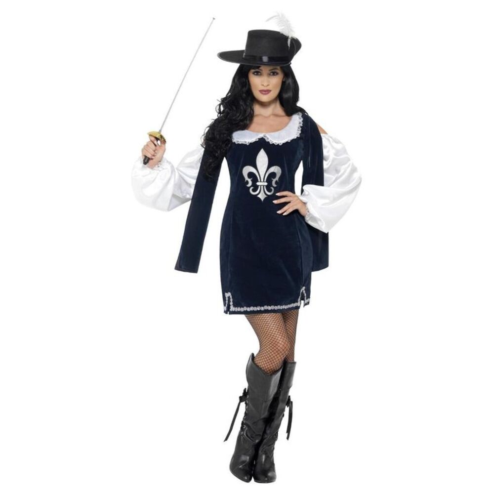 Smiffys Womens/Ladies Musketeer Costume Set / Navy/White/Black